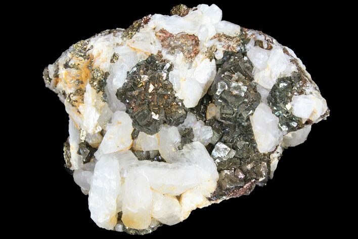 Pyrite On Calcite - El Hammam Mine, Morocco #80727